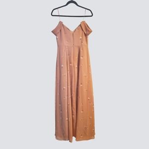 Jenny Yoo Peach Blush Bridesmaids Maxi Dress with slit Size 6